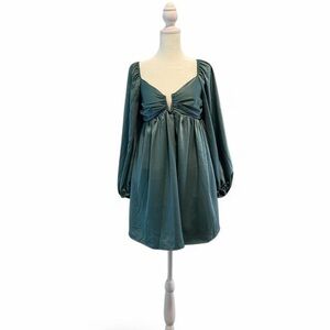 Elegant Teal Long Sleeve Dress